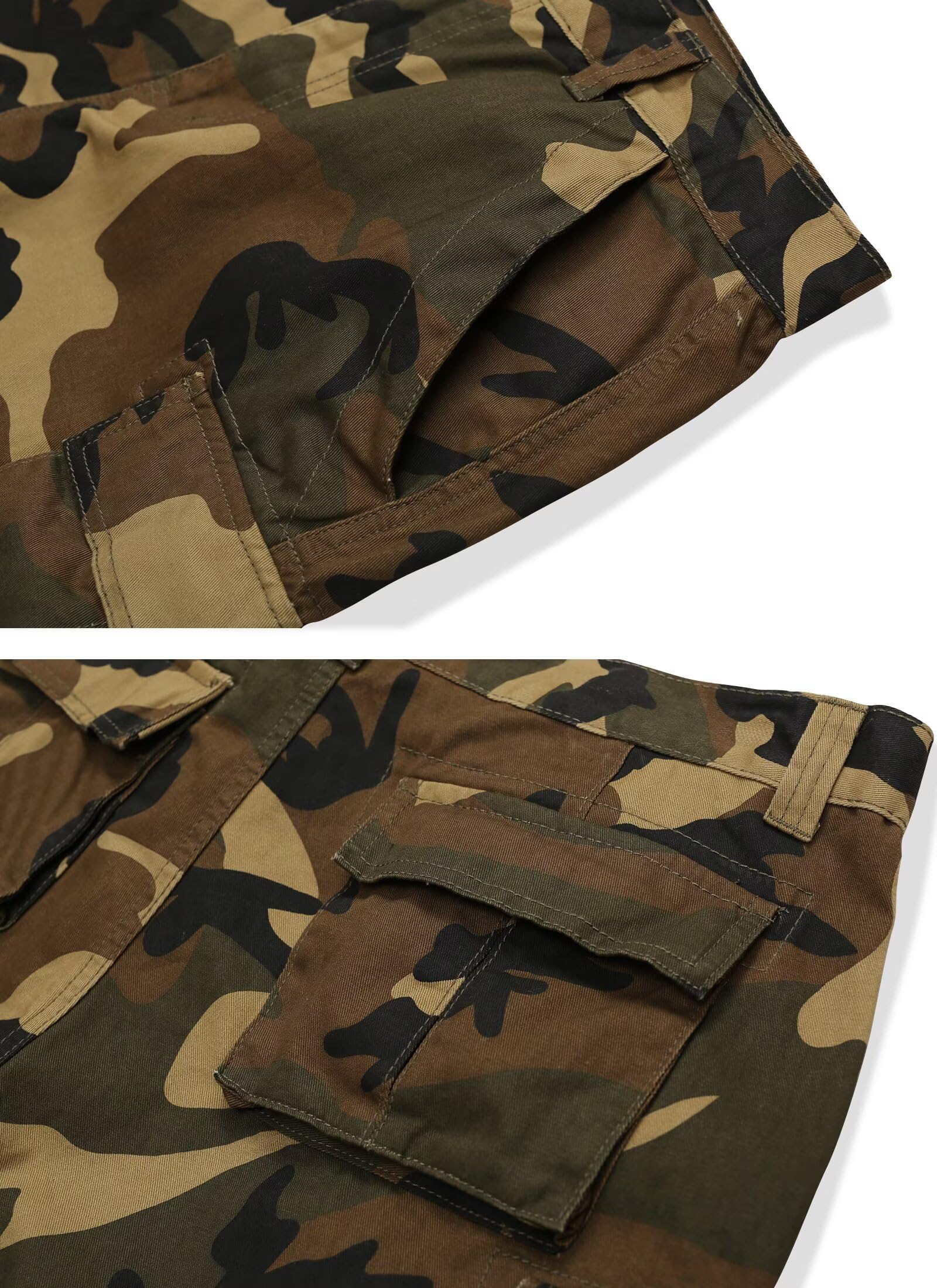 Cargo Short for Men Relaxed Fit Camo Outdoor Hiking Work Cotton Casual Shorts with 9 Pockets No Belt