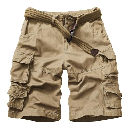 Cargo Short for Men Relaxed Fit Camo Outdoor Hiking Work Cotton Casual Shorts with 9 Pockets No Belt
