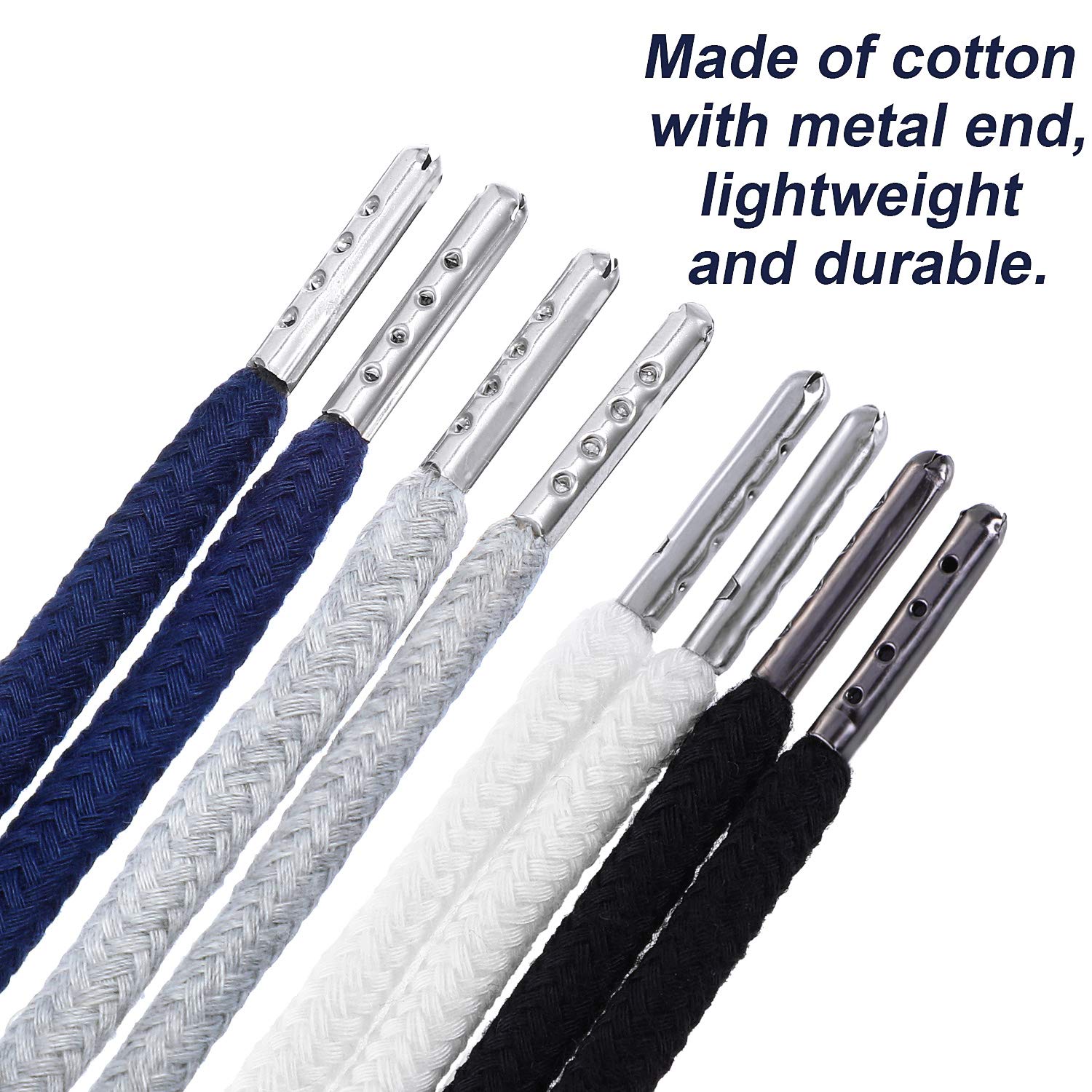 Drawstring Cords Replacement Drawstrings with Easy Threader for Sweatpants Shorts Pants Jackets Coats (Black, White)