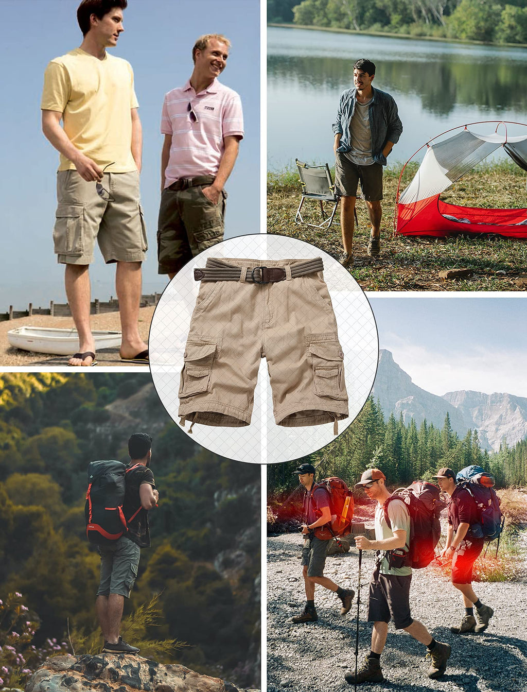 Cargo Short for Men, Relaxed Fit Camo Shorts, 11" Inseam Outdoor Hiking Casual Shorts with Multi Pocket