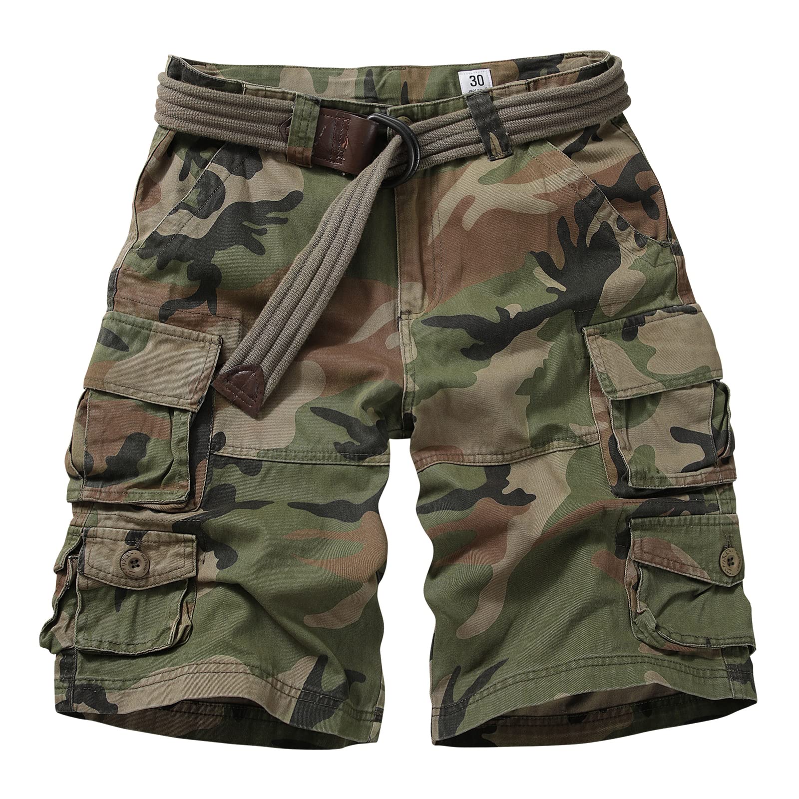 Cargo Short for Men Relaxed Fit Camo Outdoor Hiking Work Cotton Casual Shorts with 9 Pockets No Belt