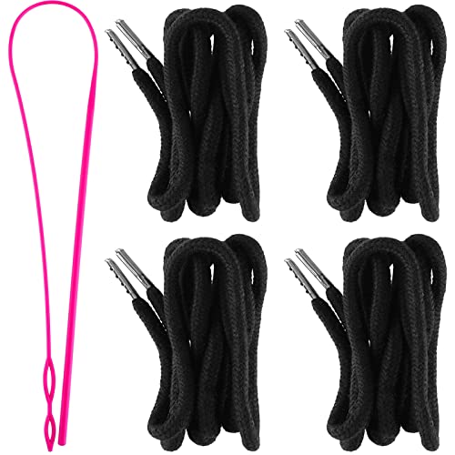 Drawstring Cords Replacement Drawstrings with Easy Threader for Sweatpants Shorts Pants Jackets Coats (Black, White)