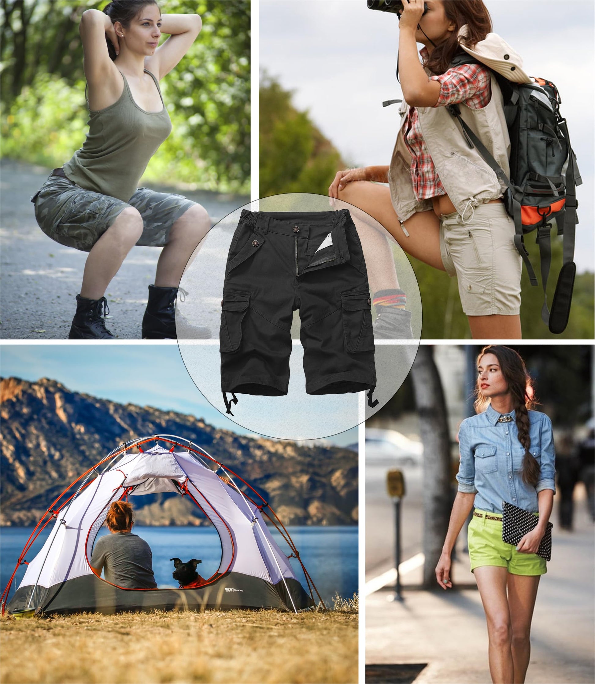 Womens Hiking Shorts, Bermuda Cargo Shorts, 10" Casual Summer Jorts Y2K Shorts with Multi Pockets