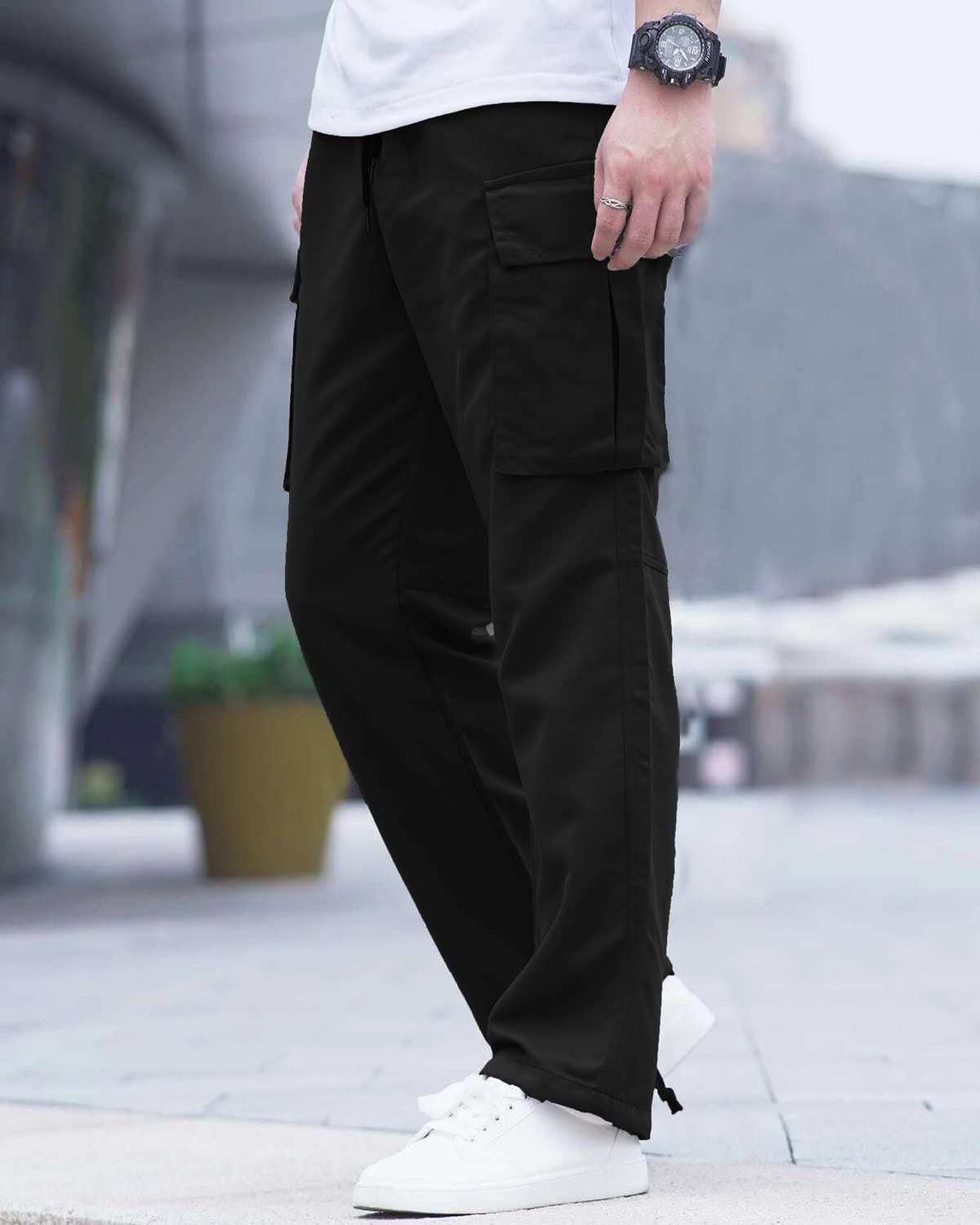 LYRXXX Men's Casual Cargo Pants Hiking Pants Workout Joggers Sweatpants for Men