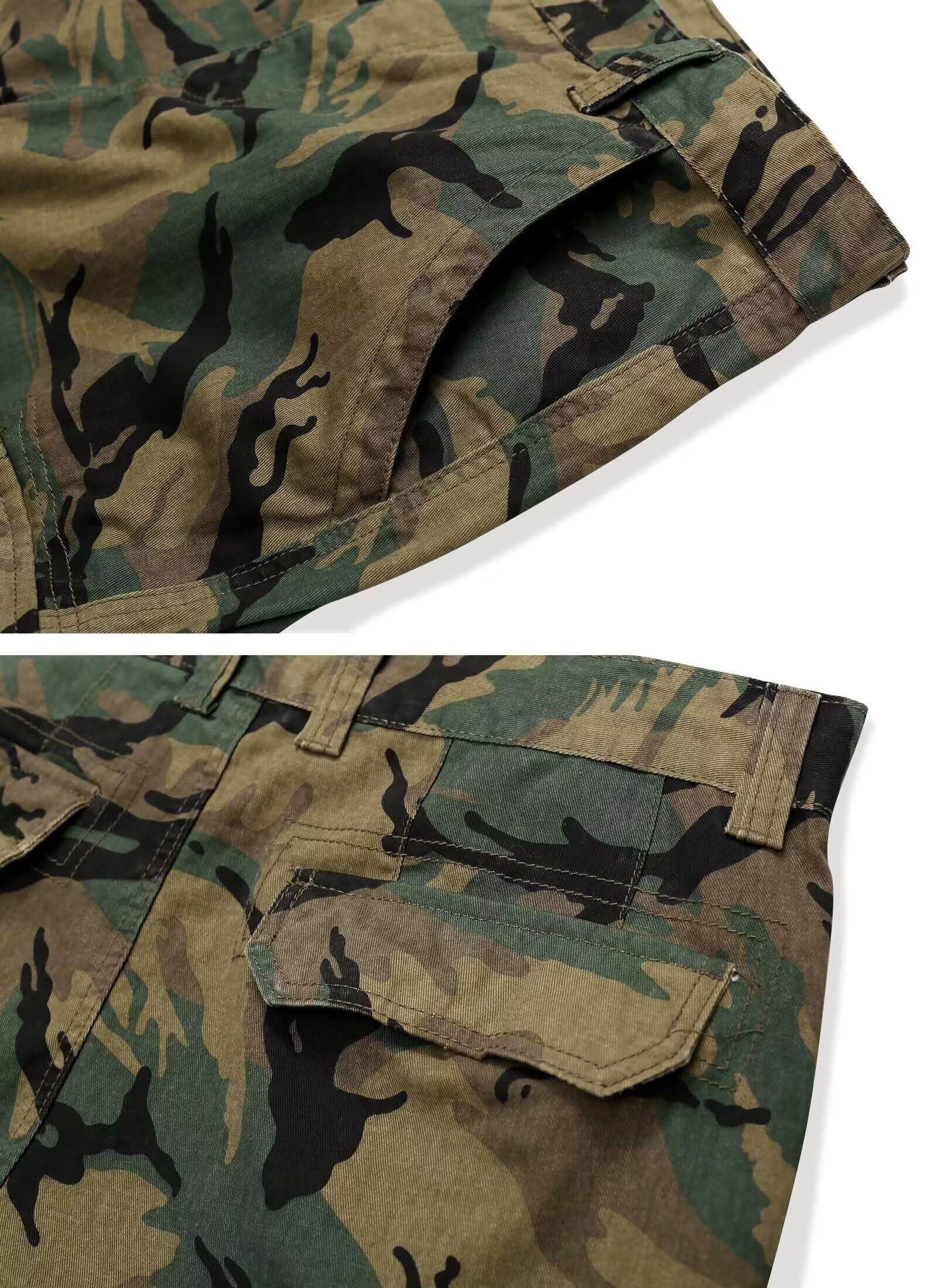 Mens Cargo Shorts Relaxed Fit Camo Casual Shorts Multi-Pocket Work Shorts with Pockets 11" Inseam