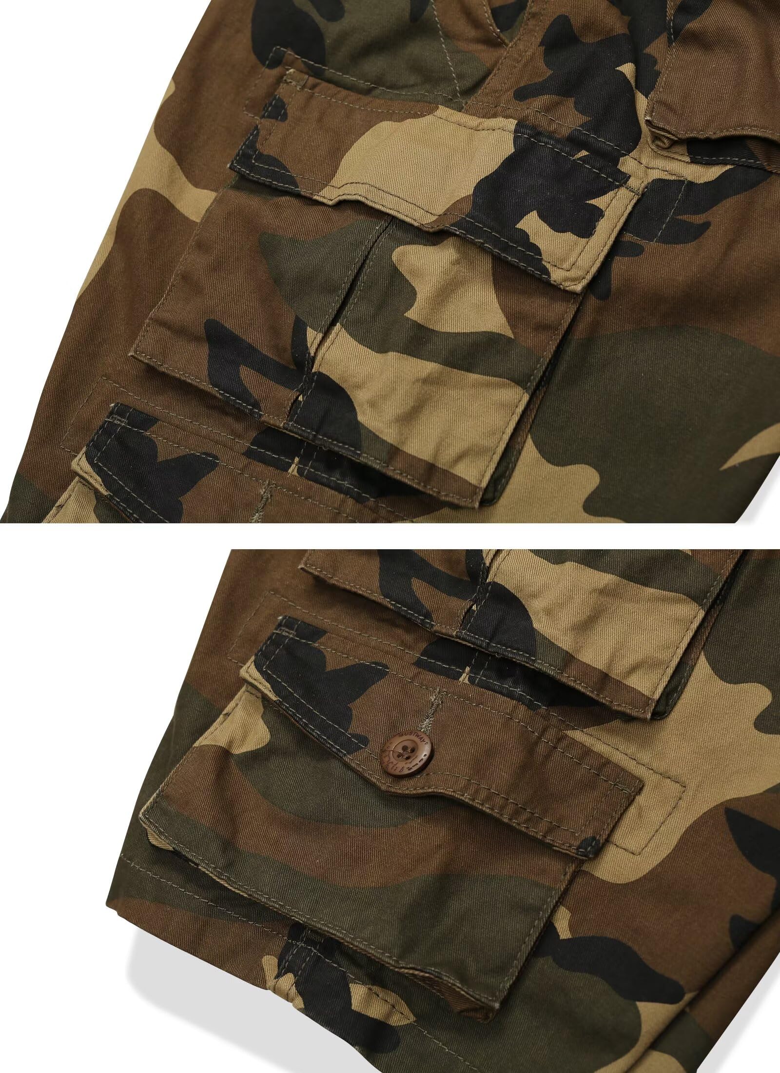 Cargo Short for Men Relaxed Fit Camo Outdoor Hiking Work Cotton Casual Shorts with 9 Pockets No Belt