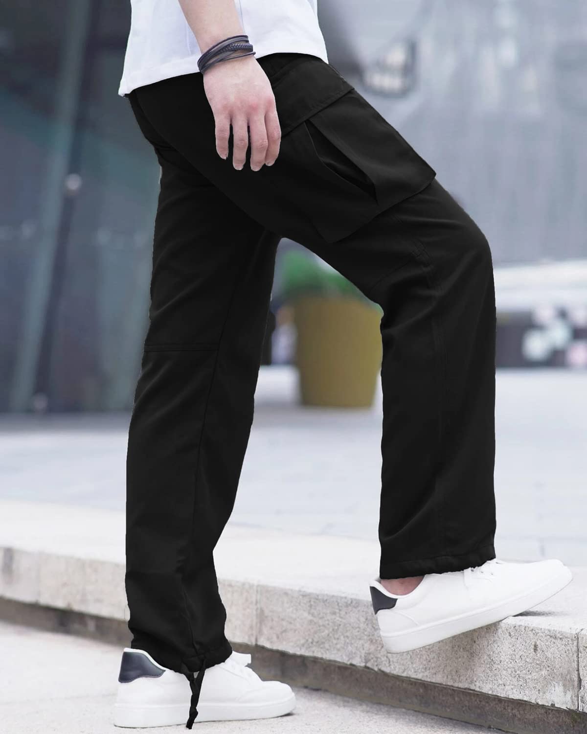 LYRXXX Men's Casual Cargo Pants Hiking Pants Workout Joggers Sweatpants for Men