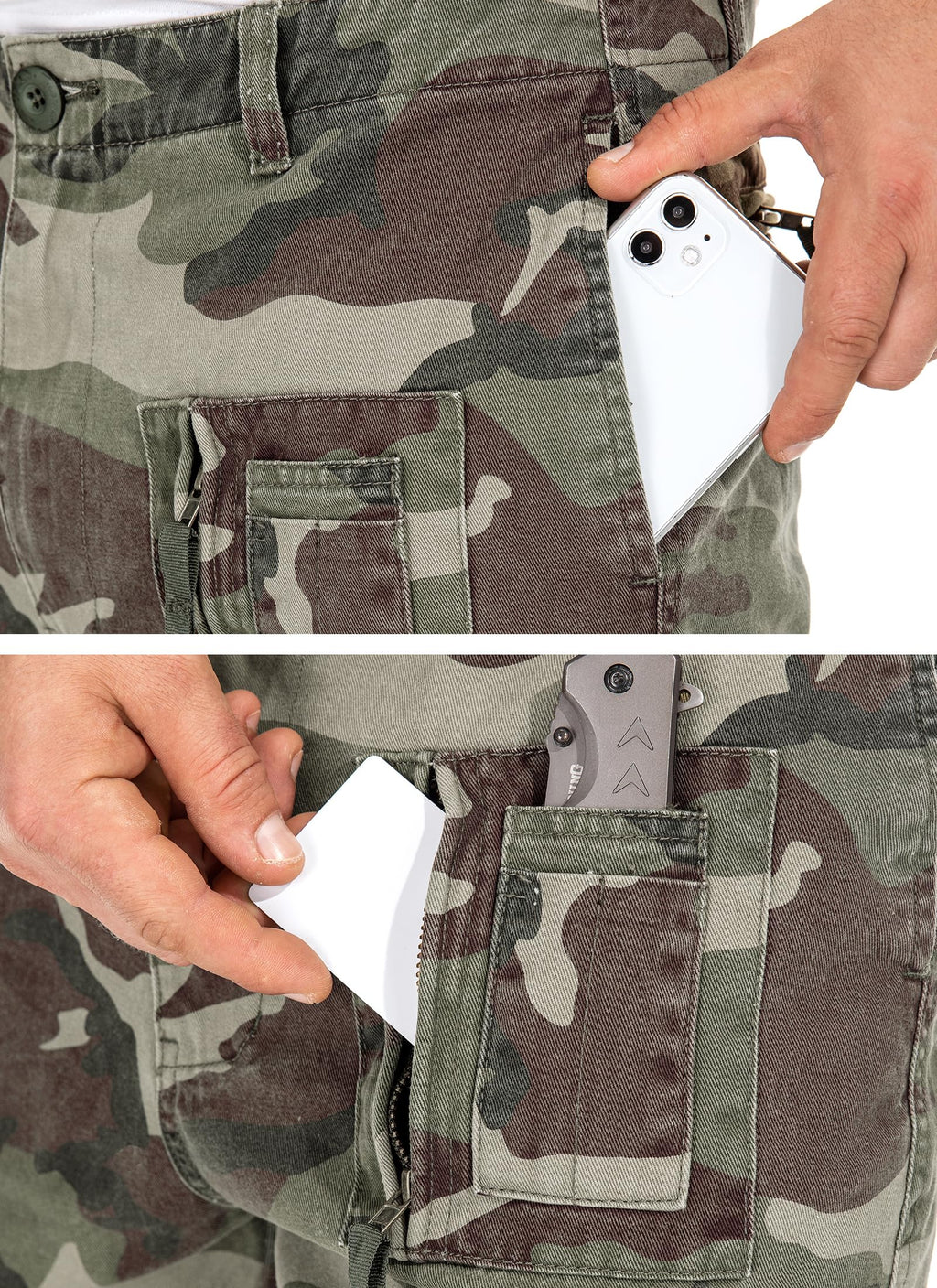 Cargo Pants for Men, Work Travel Casual Pants with Multi Zipper Pockets