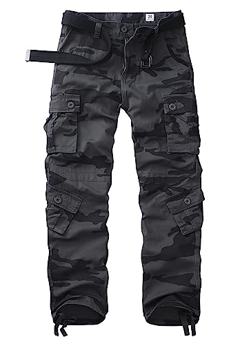 Men's Cargo Pants, Casual Outdoor Camo Pants, Relaxed Fit Work Pants with Multi Pockets