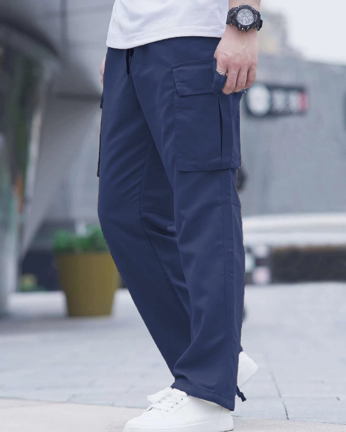 LYRXXX Men's Casual Cargo Pants Hiking Pants Workout Joggers Sweatpants for Men