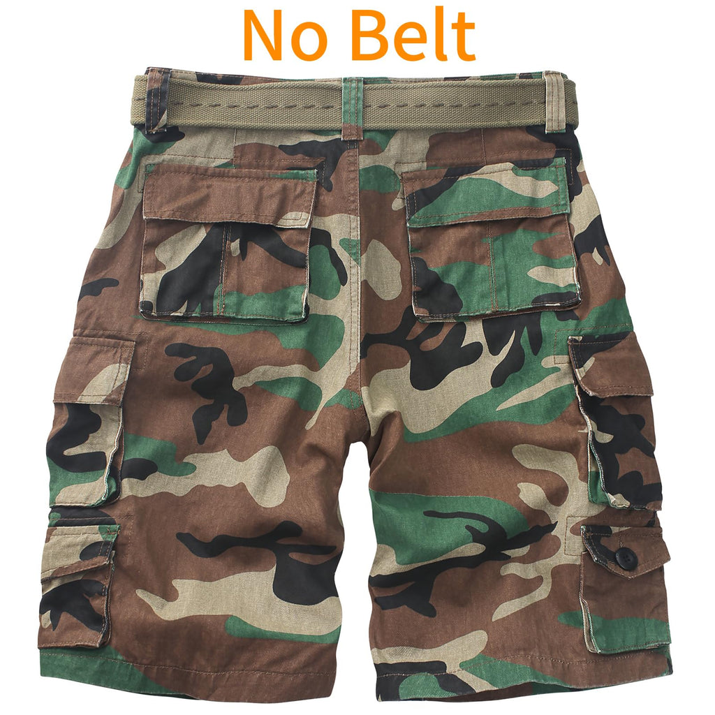 Cargo Short for Men Relaxed Fit Camo Outdoor Hiking Work Cotton Casual Shorts with 9 Pockets No Belt