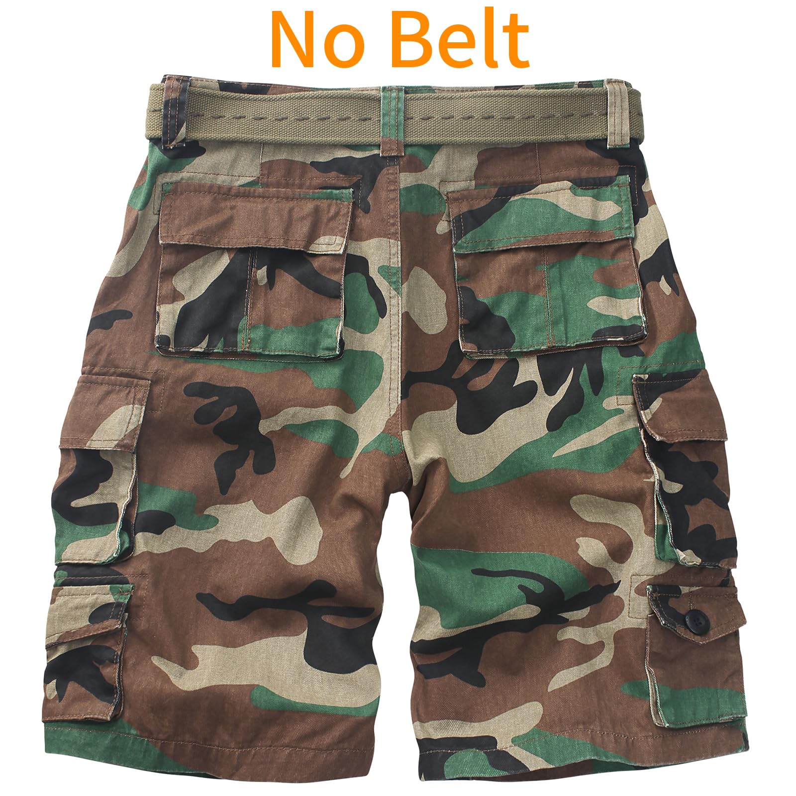 Cargo Short for Men Relaxed Fit Camo Outdoor Hiking Work Cotton Casual Shorts with 9 Pockets No Belt
