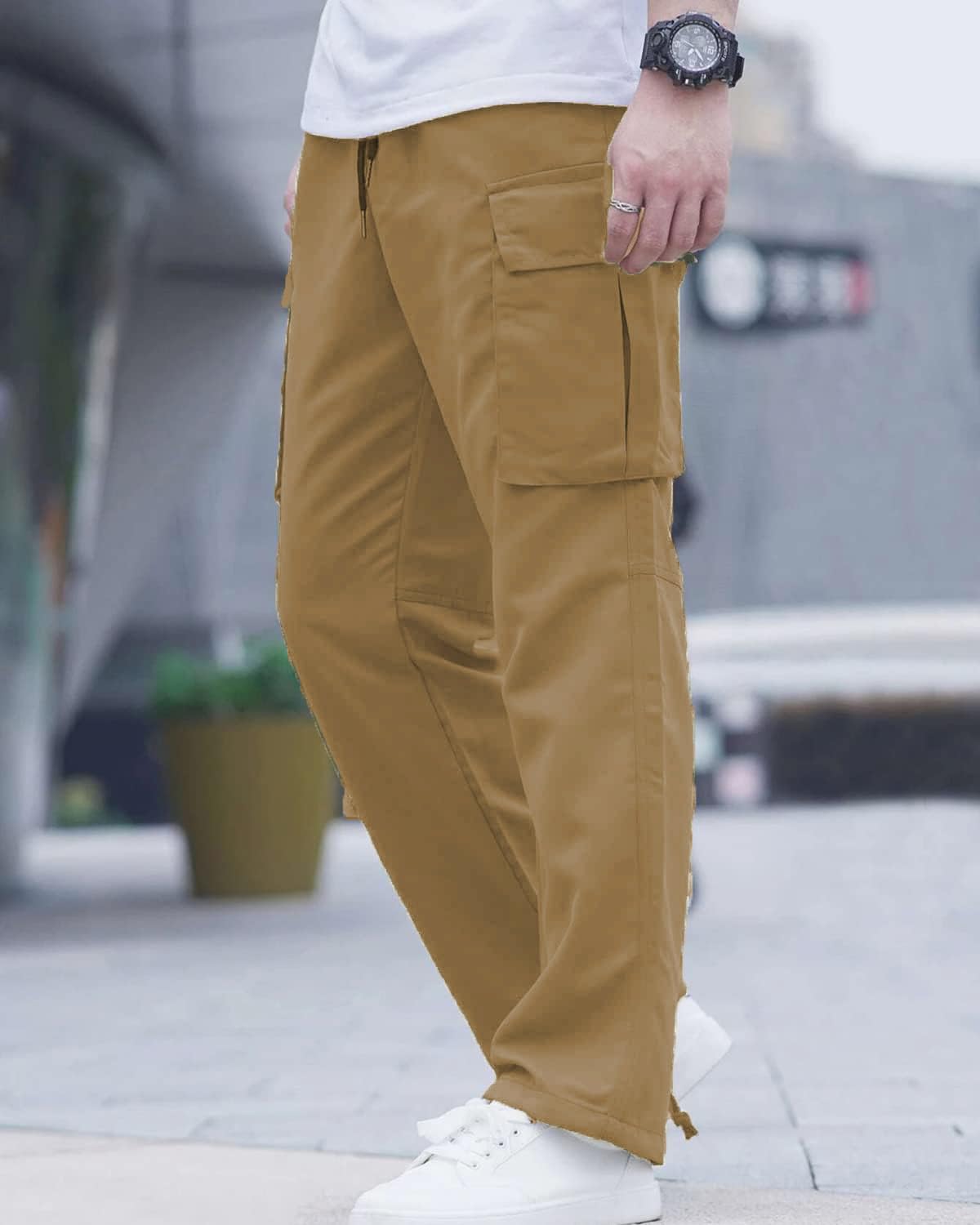 LYRXXX Men's Casual Cargo Pants Hiking Pants Workout Joggers Sweatpants for Men