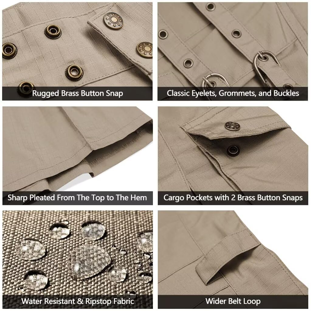 Men's Camo Scottish Outdoor Utility Kilt - 23" Length Pleated Tactical Irish Hybrid Kilt With Pockets