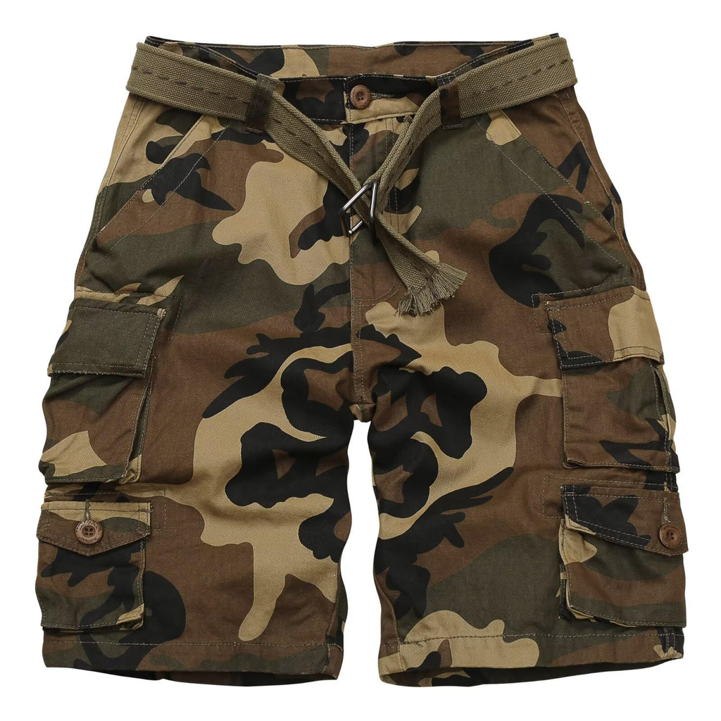 Cargo Short for Men Relaxed Fit Camo Outdoor Hiking Work Cotton Casual Shorts with 9 Pockets No Belt
