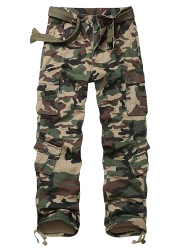 Men's Cargo Pants, Casual Outdoor Camo Pants, Relaxed Fit Work Pants with Multi Pockets