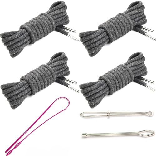 4 Pieces 53 Inches Drawstring Cords Replacement Drawstrings with Easy Threader for Sweatpants Shorts Pants Hoodies (Black, White)
