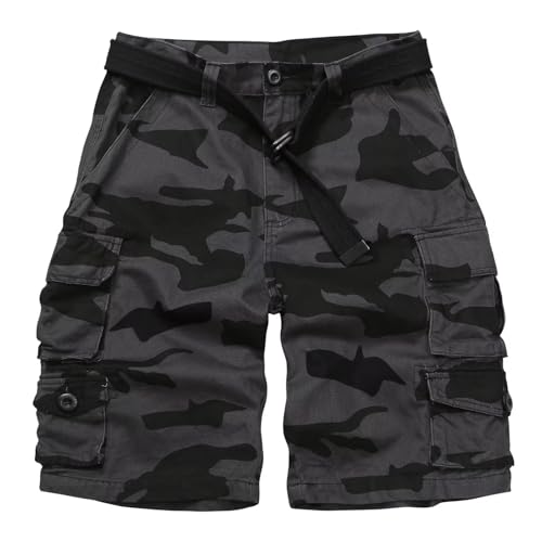 Cargo Short for Men Relaxed Fit Camo Outdoor Hiking Work Cotton Casual Shorts with 9 Pockets No Belt