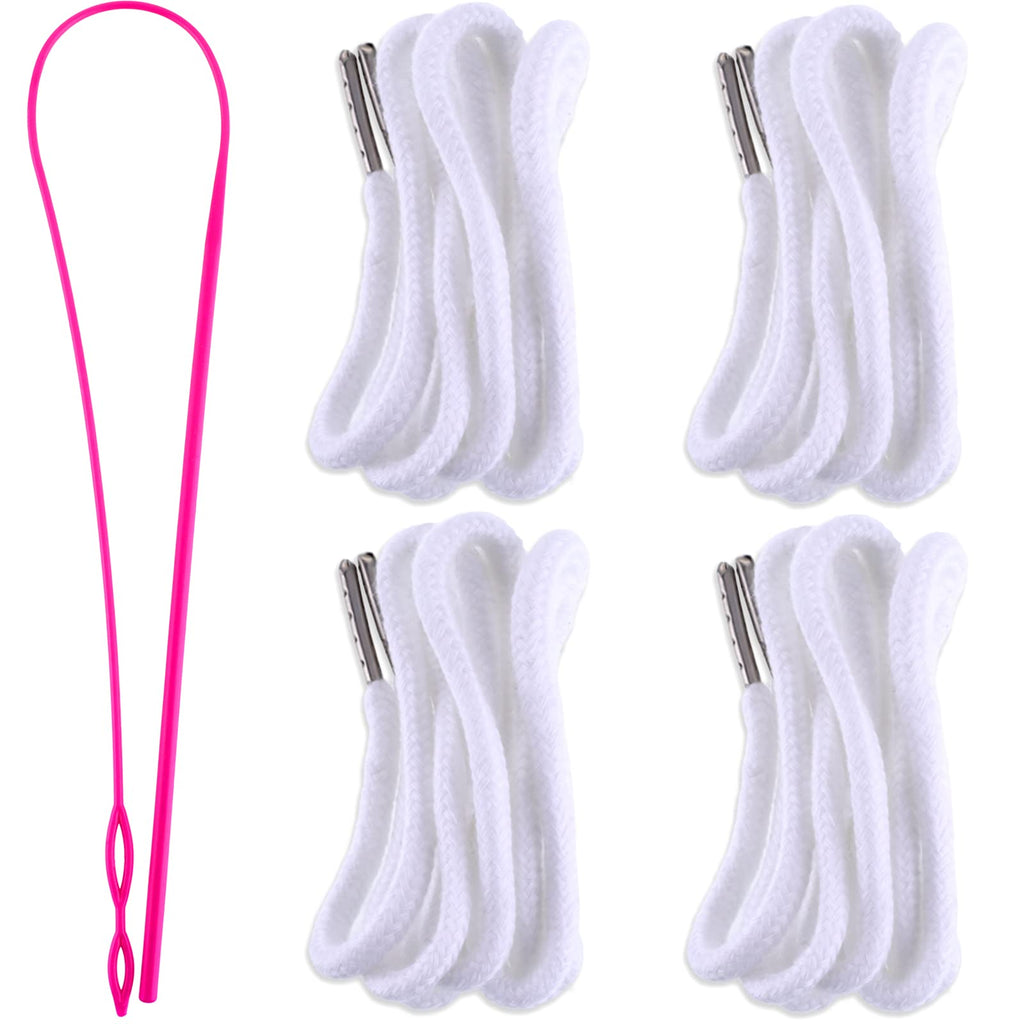 Drawstring Cords Replacement Drawstrings with Easy Threader for Sweatpants Shorts Pants Jackets Coats (Black, White)