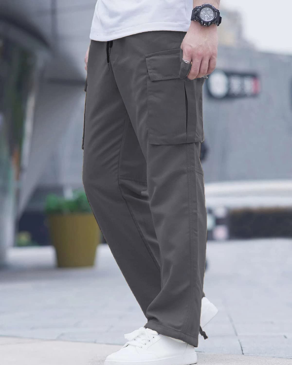 LYRXXX Men's Casual Cargo Pants Hiking Pants Workout Joggers Sweatpants for Men