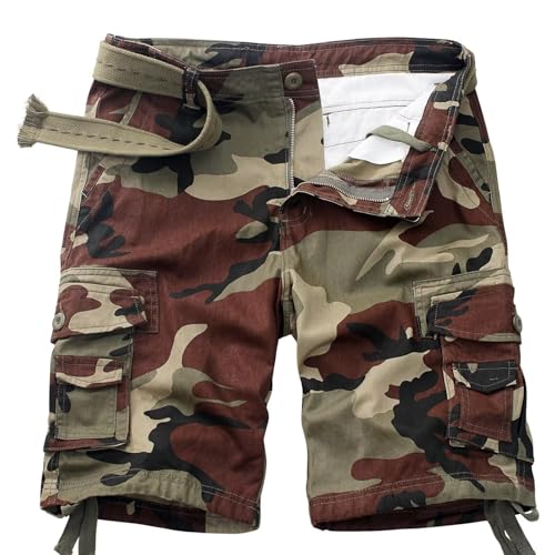 Cargo Short for Men, Relaxed Fit Camo Shorts, 11" Inseam Outdoor Hiking Casual Shorts with Multi Pocket