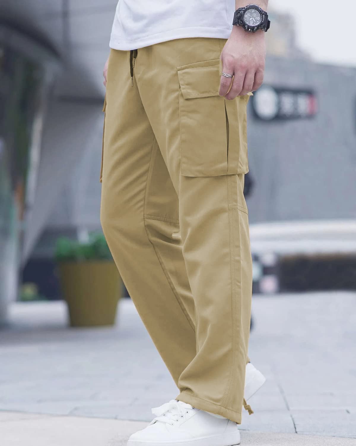 LYRXXX Men's Casual Cargo Pants Hiking Pants Workout Joggers Sweatpants for Men