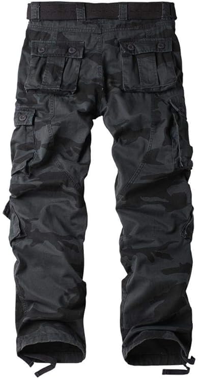 Men's Fleece Lined Hiking Pants, Winter Camo Cargo Pants Army Casual Work Ski Pants for Men with 8 Pockets No Belt