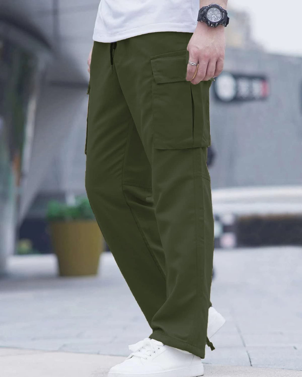 LYRXXX Men's Casual Cargo Pants Hiking Pants Workout Joggers Sweatpants for Men