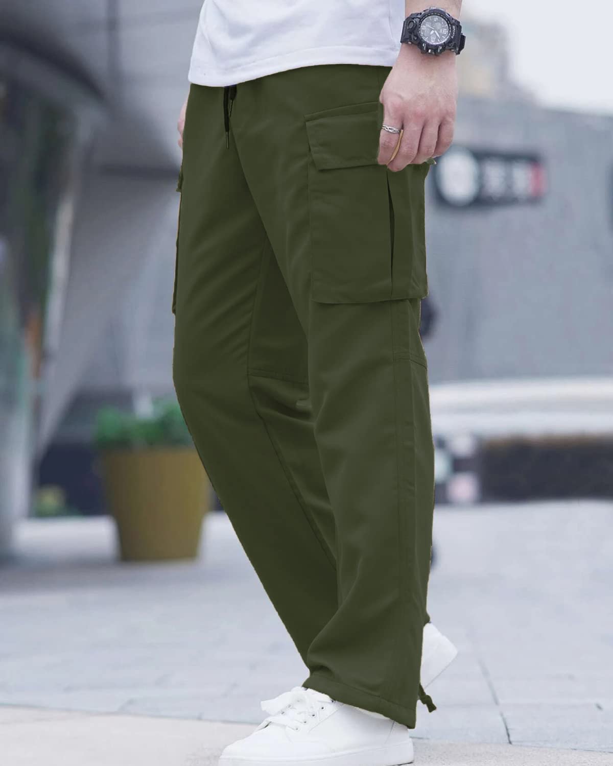 LYRXXX Men's Casual Cargo Pants Hiking Pants Workout Joggers Sweatpants for Men
