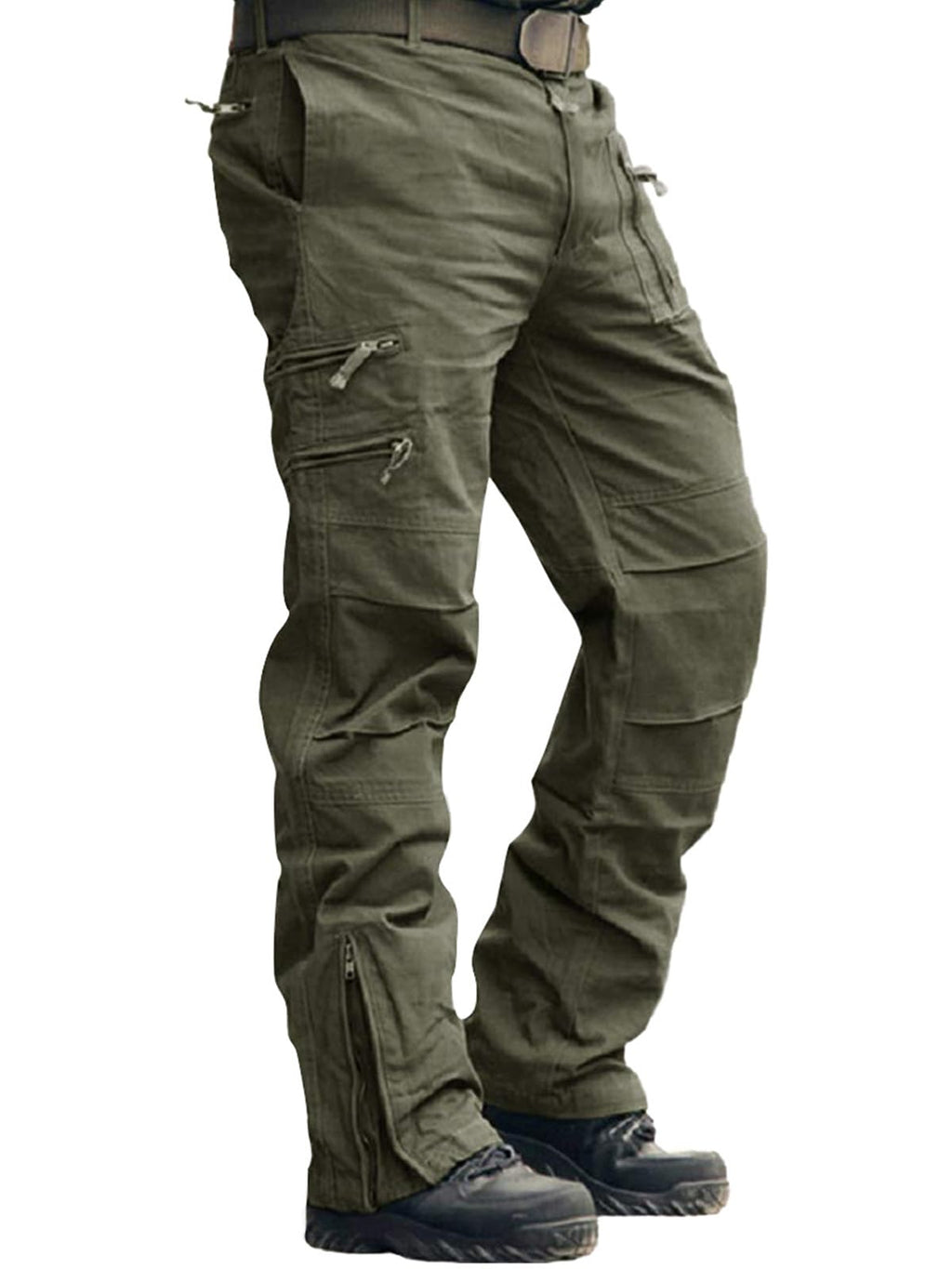 Cargo Pants for Men, Work Travel Casual Pants with Multi Zipper Pockets