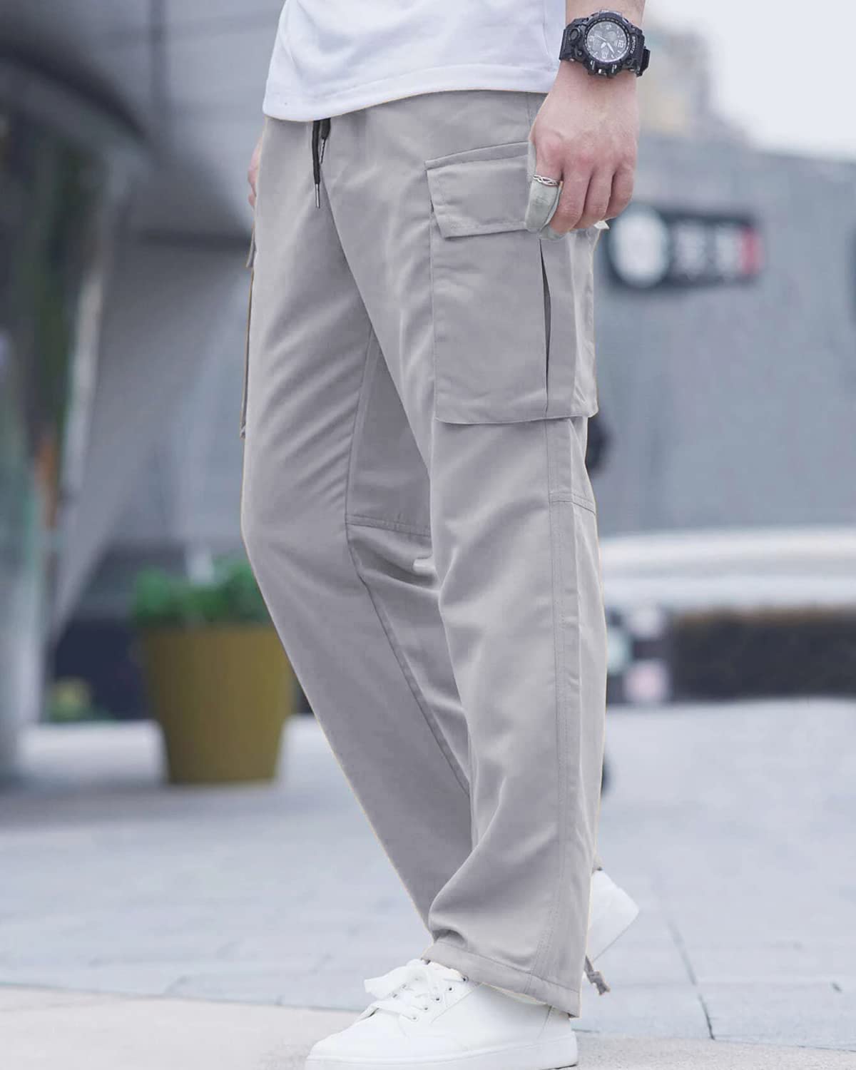 LYRXXX Men's Casual Cargo Pants Hiking Pants Workout Joggers Sweatpants for Men