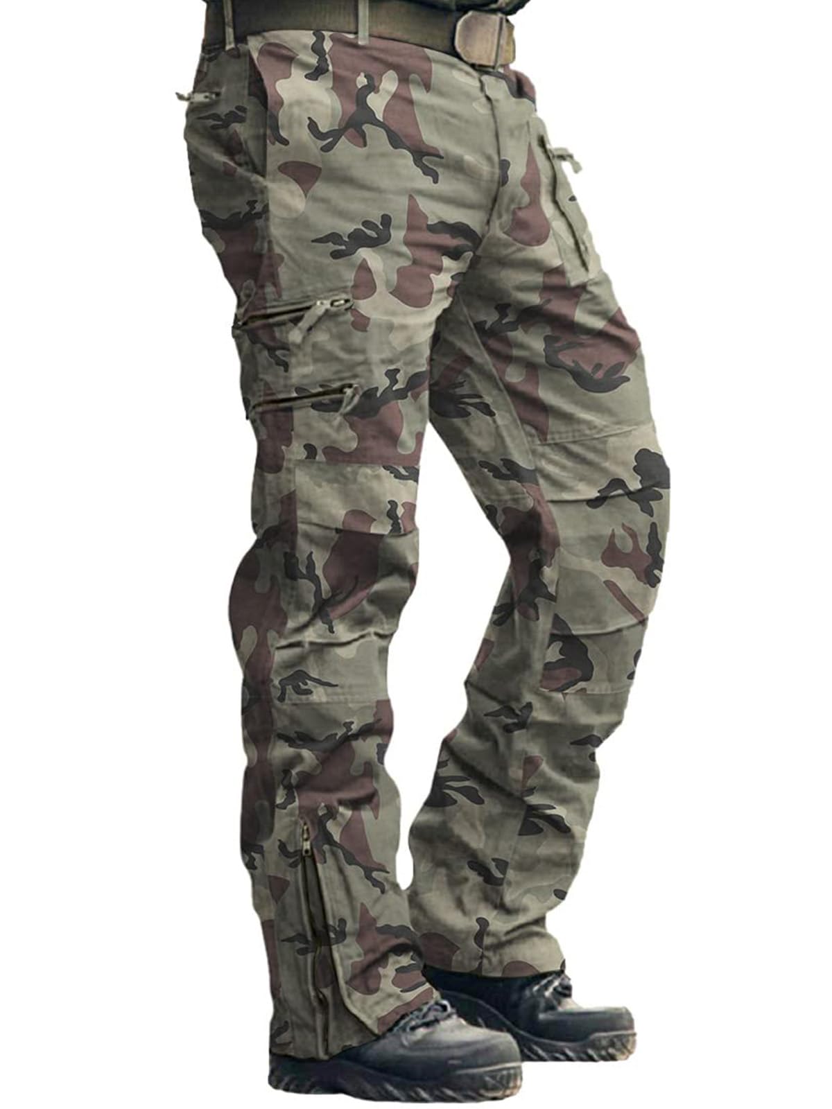 Cargo Pants for Men, Work Travel Casual Pants with Multi Zipper Pockets