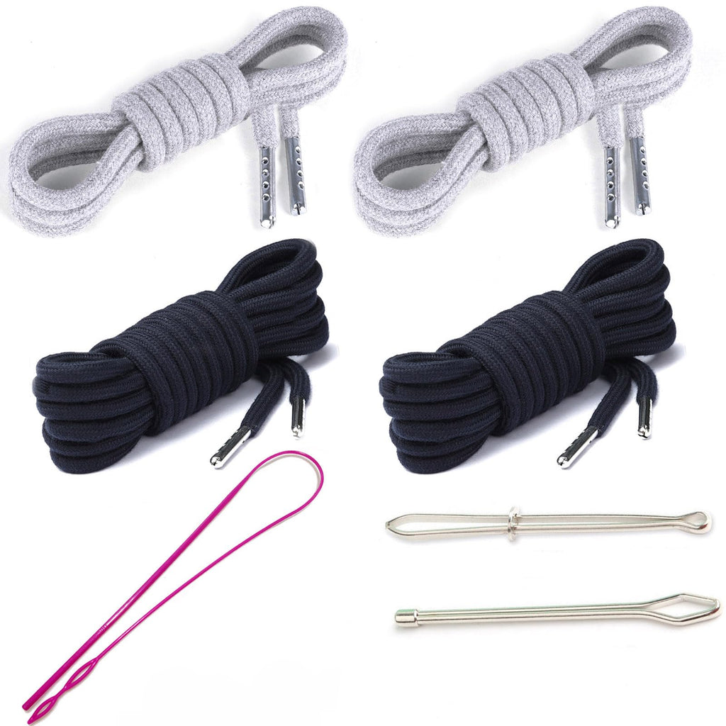 4 Pieces 53 Inches Drawstring Cords Replacement Drawstrings with Easy Threader for Sweatpants Shorts Pants Hoodies (Black, White)