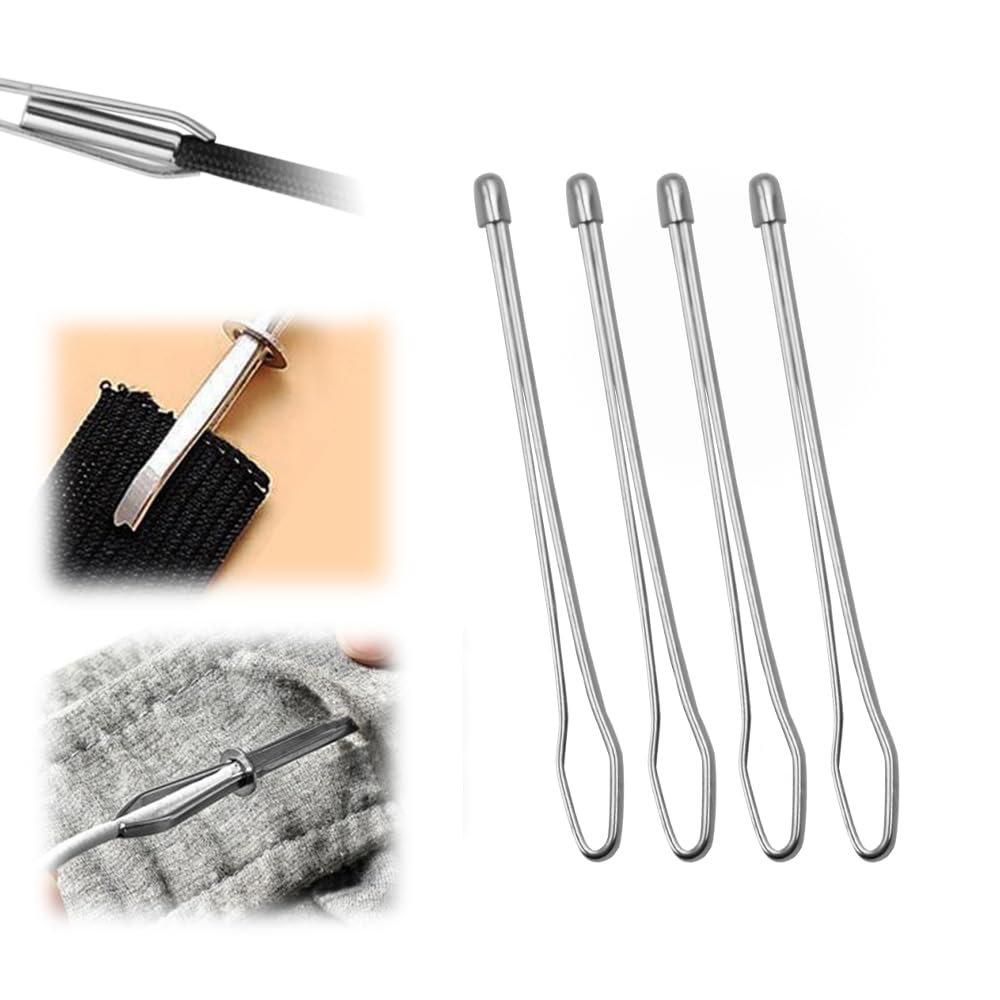 Runsgo DIY Rope Threader Clip,2024 New Sewing Clips Drawstring Threader Tool Set,for Drawstring Replacement for Hoodies, Shorts, Pants (A*2+B*2)