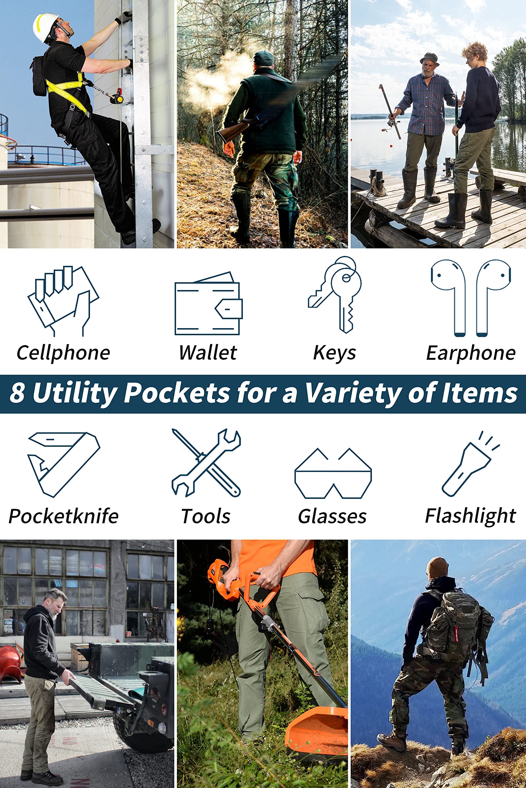 Men's Outdoor Hiking Pants, Tactical Pants Lightweight Casual Work Ripstop Cargo Pants for Men with Pockets