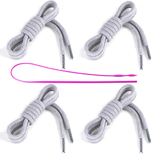 4 Pieces 53 Inches Drawstring Cords Replacement Drawstrings with Easy Threader for Sweatpants Shorts Pants Hoodies (Black, White)