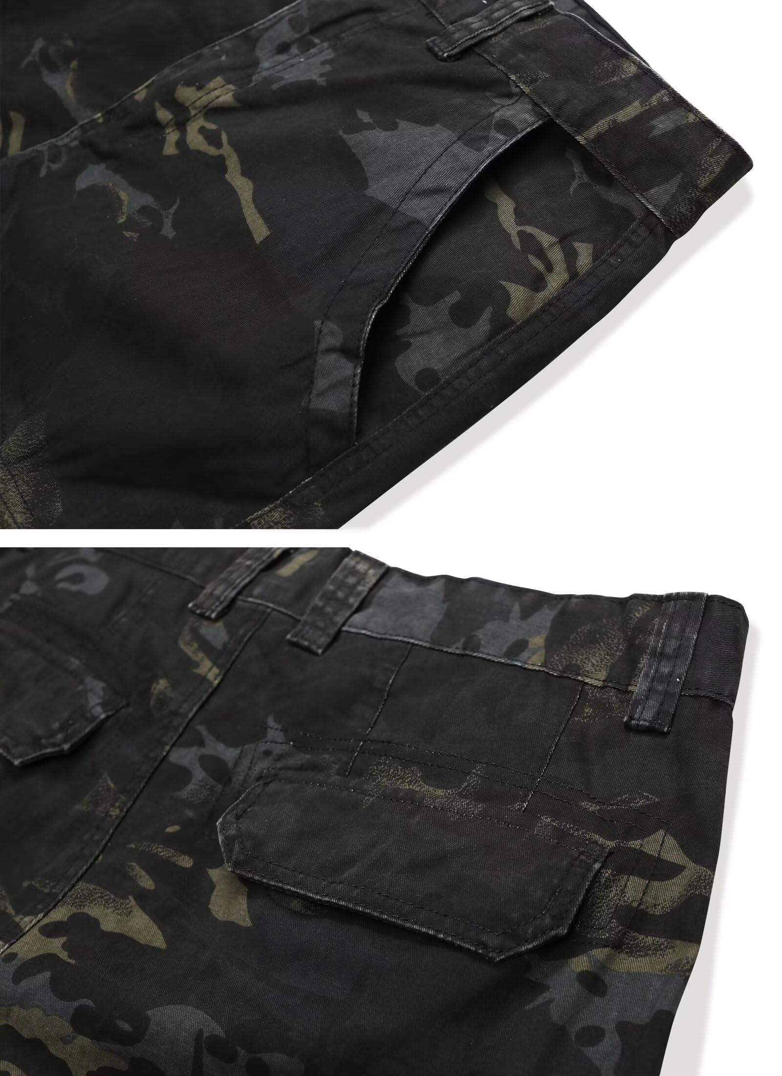 Mens Cargo Shorts Relaxed Fit Camo Casual Shorts Multi-Pocket Work Shorts with Pockets 11" Inseam