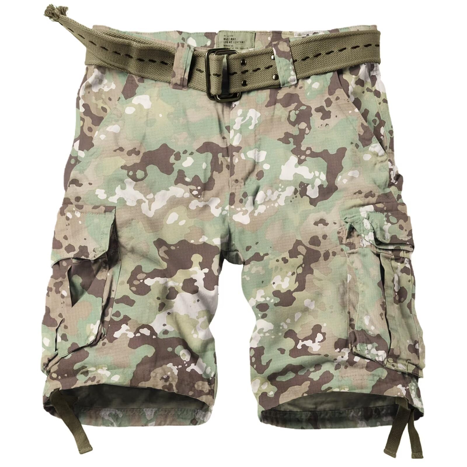 Mens Cargo Shorts Relaxed Fit Camo Casual Shorts Multi-Pocket Work Shorts with Pockets 11" Inseam