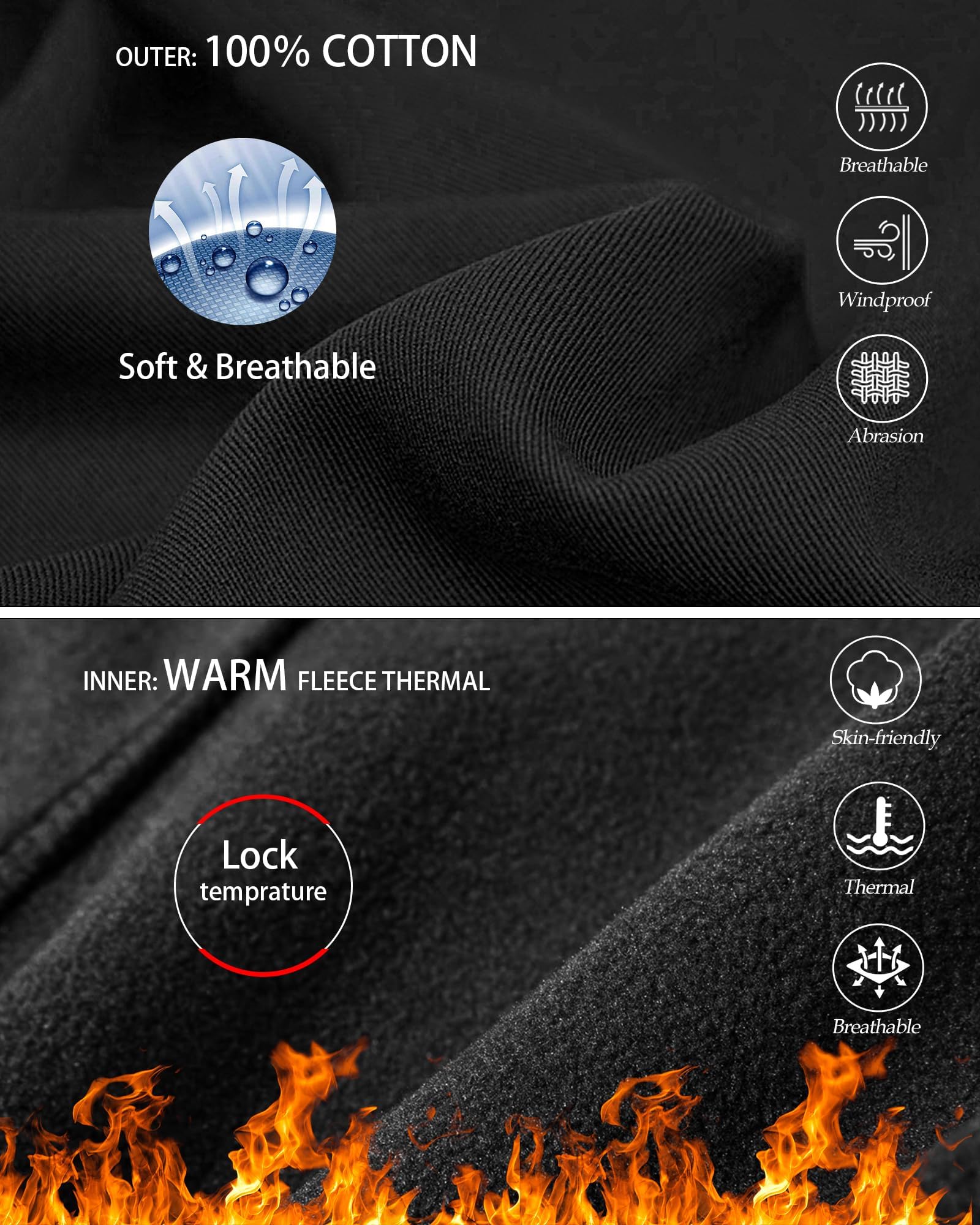 Men's Fleece Lined Hiking Pants, Winter Camo Cargo Pants Army Casual Work Ski Pants for Men with 8 Pockets No Belt