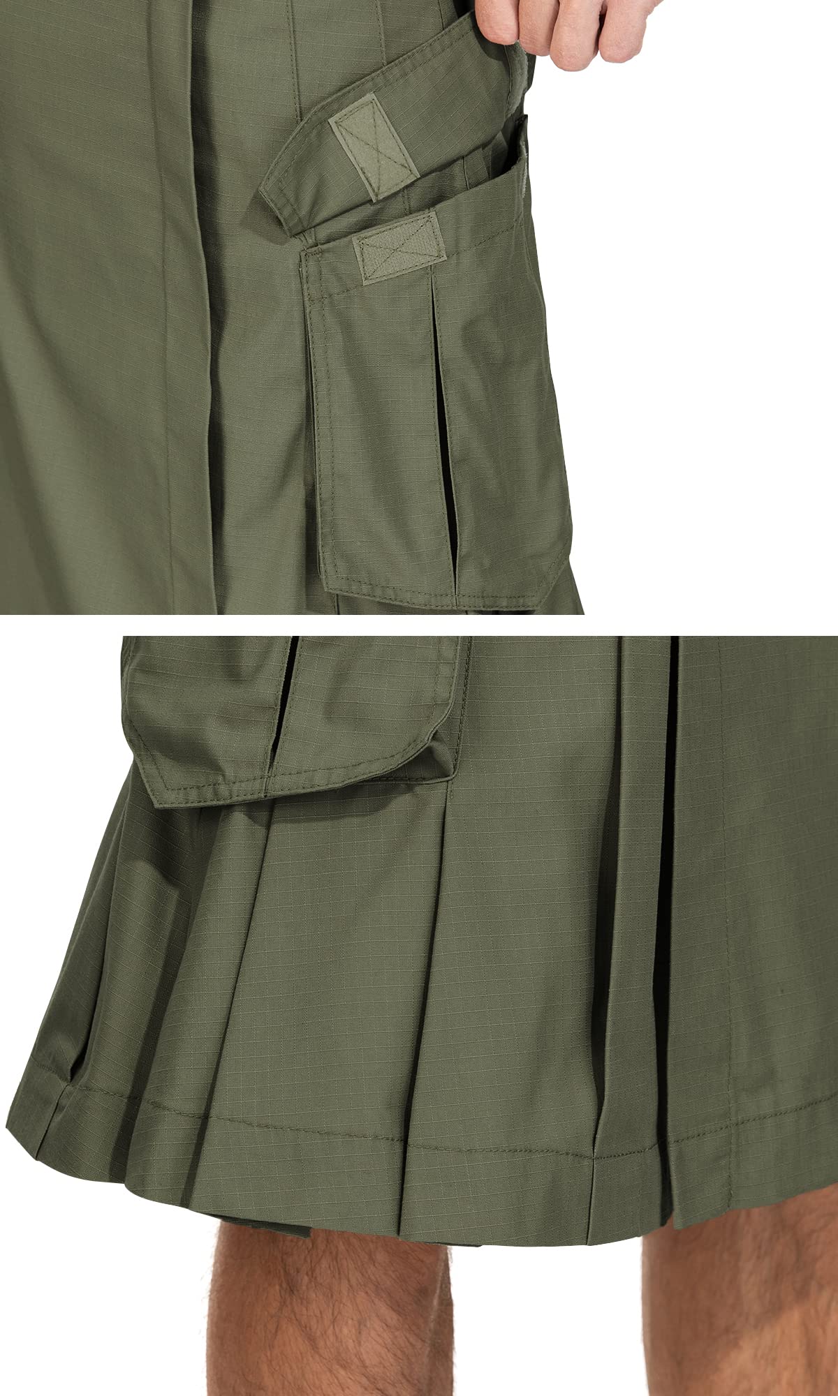 Men's Camo Scottish Outdoor Utility Kilt - 23" Length Pleated Tactical Irish Hybrid Kilt With Pockets