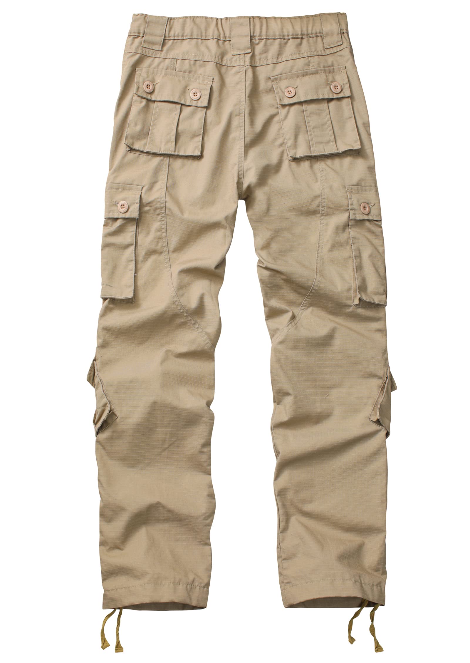 Men's Outdoor Hiking Pants, Elastic Waist Cargo Pants for Men Casual Work Ripstop Tactical Pants with 9 Pockets