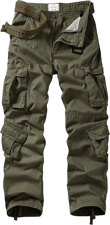 Men's Cargo Pants, Casual Outdoor Camo Pants, Relaxed Fit Work Pants with Multi Pockets