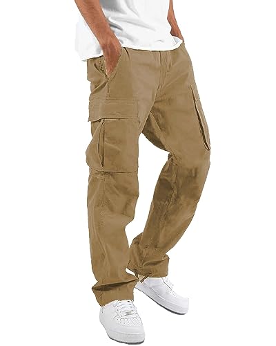 LYRXXX Men's Casual Cargo Pants Hiking Pants Workout Joggers Sweatpants for Men