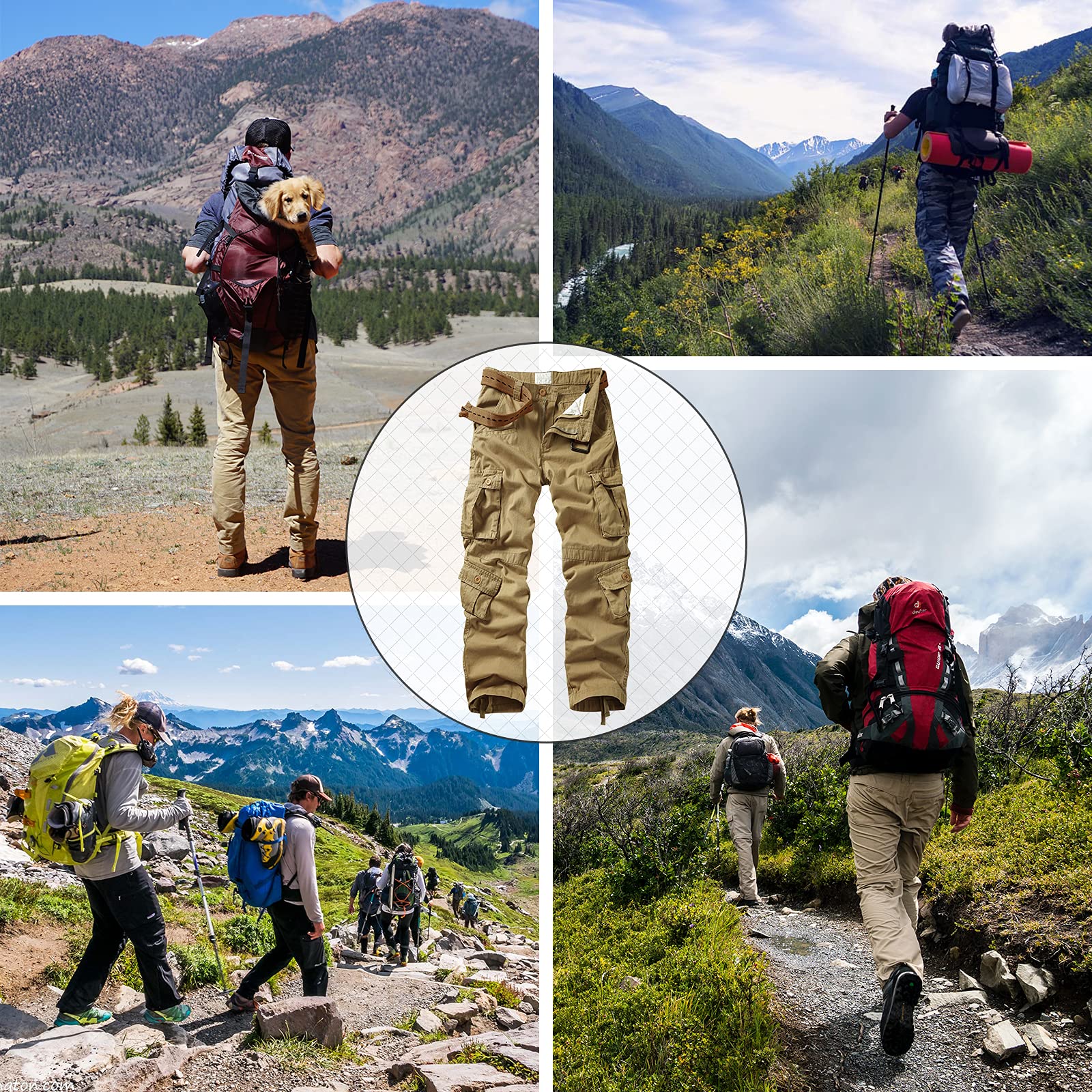Men's Cargo Pants, Casual Outdoor Camo Pants, Relaxed Fit Work Pants with Multi Pockets
