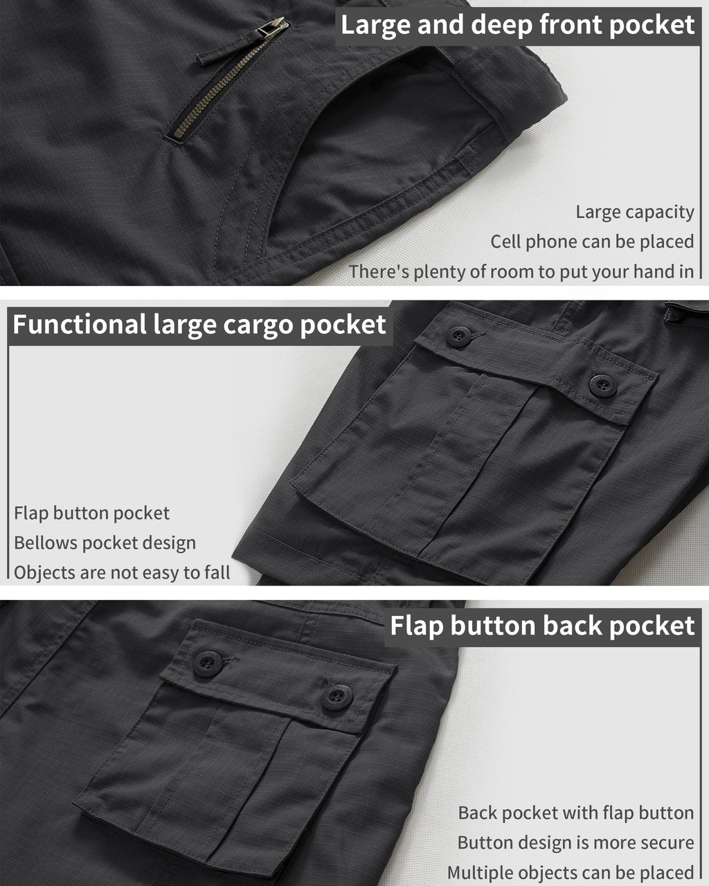 Men's Work Shorts, Cargo Werkshorts, Workwear Hiking Shorts with Utility Multi-Pocket