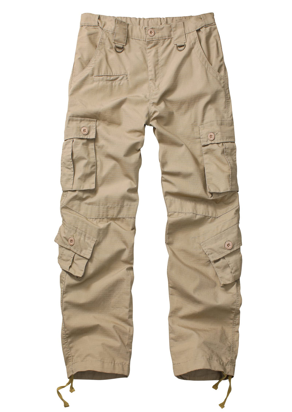 Men's Outdoor Hiking Pants, Elastic Waist Cargo Pants for Men Casual Work Ripstop Tactical Pants with 9 Pockets