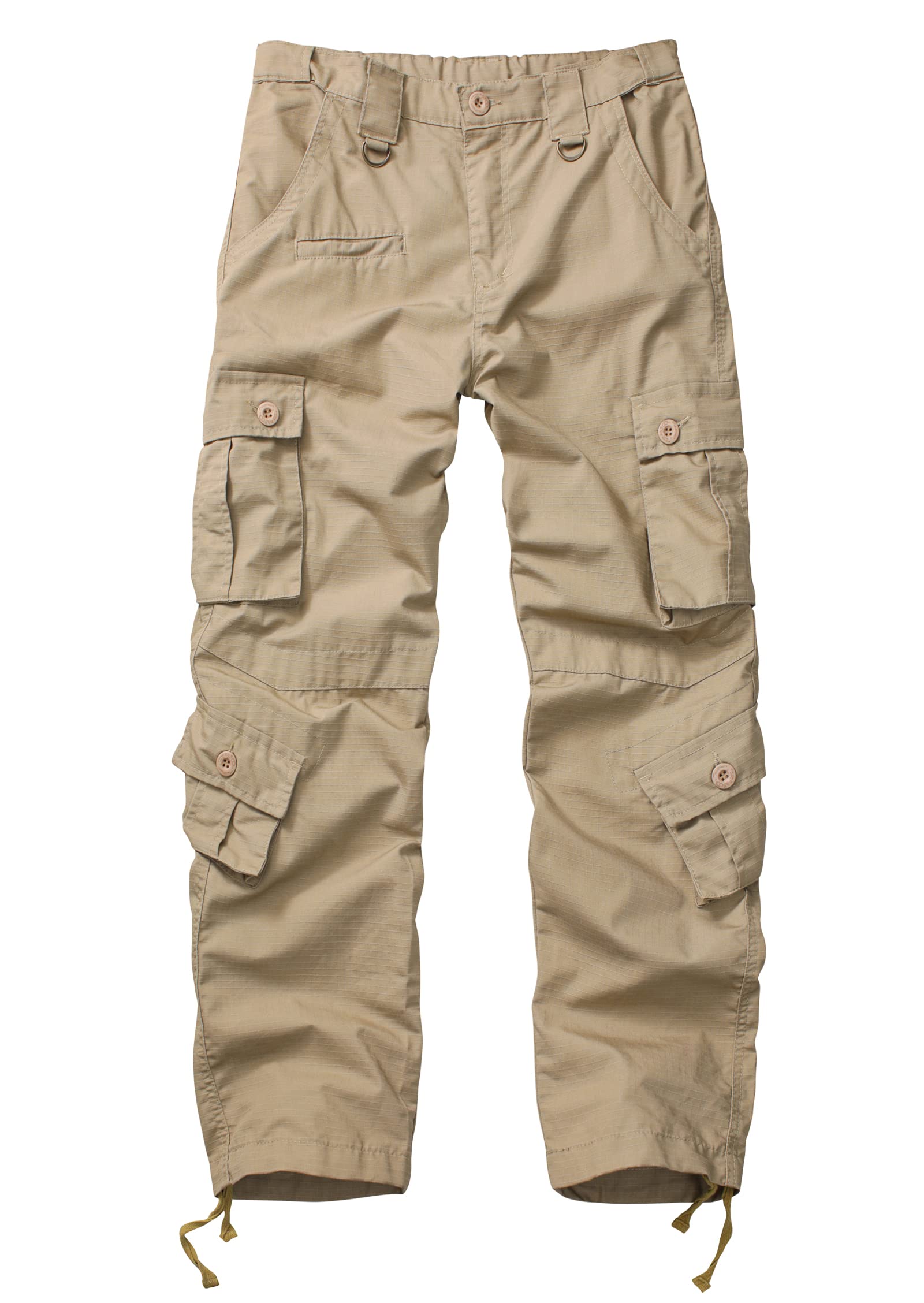 Men's Outdoor Hiking Pants, Elastic Waist Cargo Pants for Men Casual Work Ripstop Tactical Pants with 9 Pockets