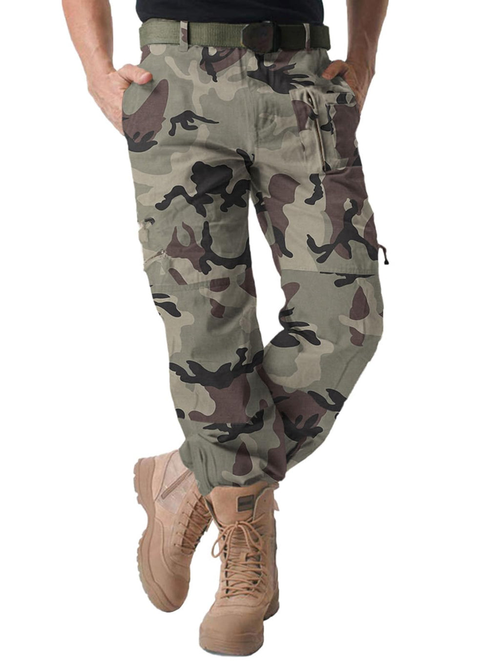 Cargo Pants for Men, Work Travel Casual Pants with Multi Zipper Pockets