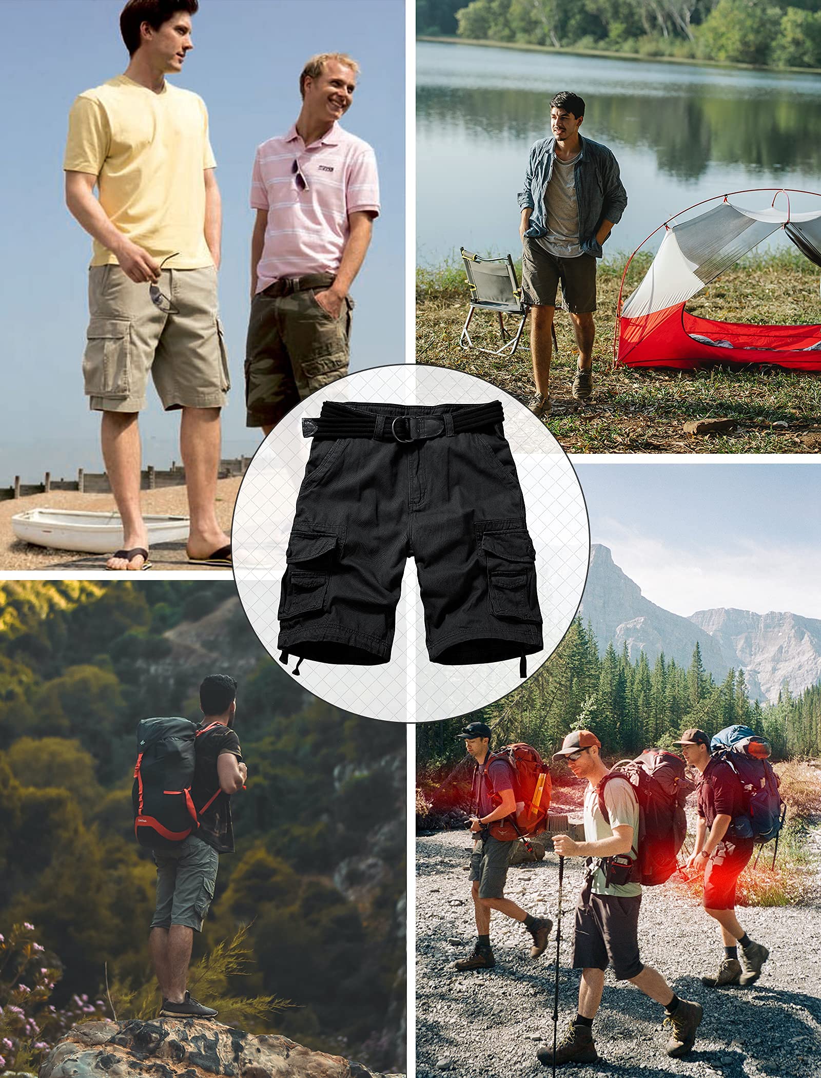 Cargo Short for Men, Relaxed Fit Camo Shorts, 11" Inseam Outdoor Hiking Casual Shorts with Multi Pocket