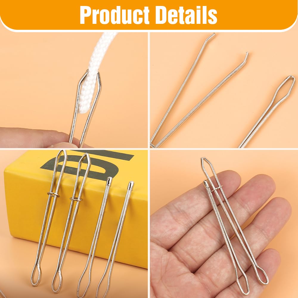 Runsgo DIY Rope Threader Clip,2024 New Sewing Clips Drawstring Threader Tool Set,for Drawstring Replacement for Hoodies, Shorts, Pants (A*2+B*2)